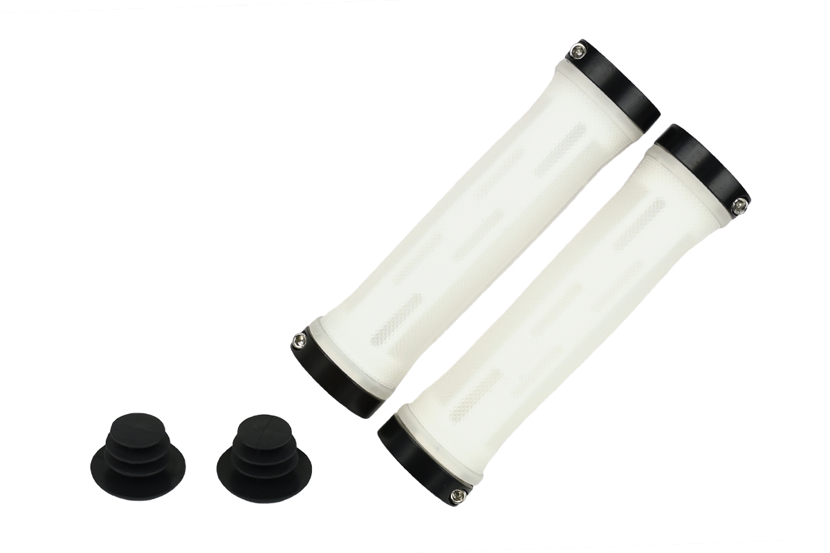 Грипсы MTB HL-G309, 130мм, с 2 грипстопами, под шестигранник, белые