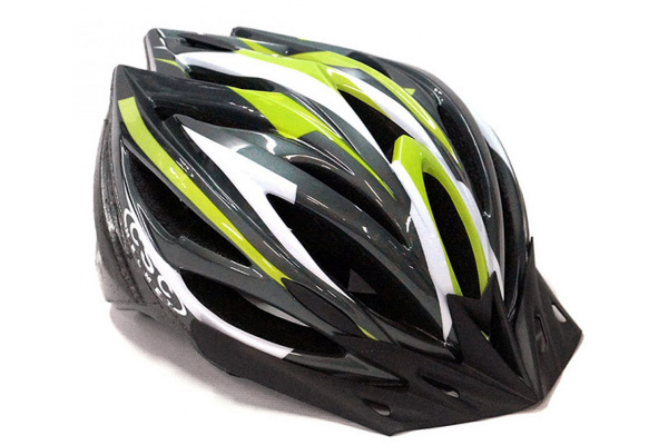Шлем велосипедный Medea CS-1800 ,р-р L/XL(58-62cm),черный-зеленый,инд.упаковка